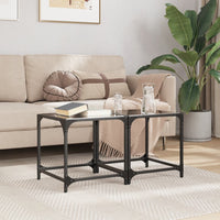 Thumbnail for Couchtische mit Glasplatte 2 Stk. Schwarz 40x40x40 cm Stahl