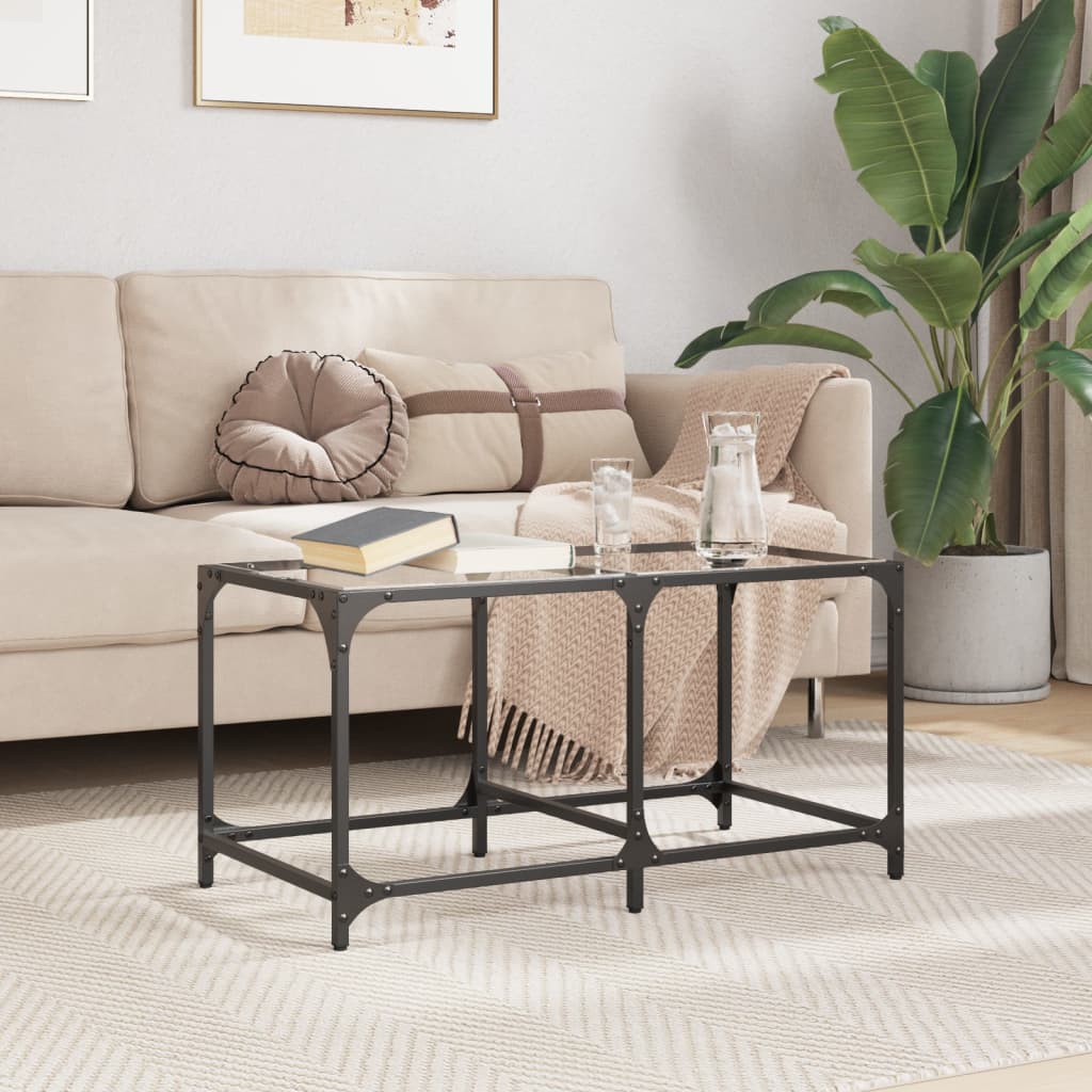 Couchtisch mit Glasplatte Transparent 78,5x40x40 cm Stahl