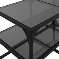 Thumbnail for Couchtisch mit Glasplatte Schwarz 78,5x40x45 cm Stahl