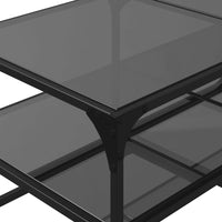 Thumbnail for Couchtisch mit Glasplatte Schwarz 98,5x50x45 cm Stahl
