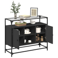 Thumbnail for Sideboard mit Glasplatte Schwarz 98x35x81 cm Holzwerkstoff