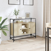 Thumbnail for Sideboard mit Glasplatte Sonoma-Eiche 98x35x81 cm Holzwerkstoff