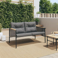 Thumbnail for Gartenbank mit Kissen 116 cm Schwarz Stahl