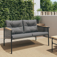 Thumbnail for Gartenbank mit Kissen 116 cm Schwarz Stahl