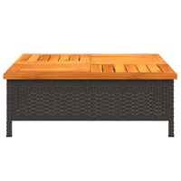 Thumbnail for Gartentisch Schwarz 70x70x25 cm Rattan und Akazienholz