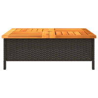Thumbnail for Gartentisch Schwarz 70x70x25 cm Rattan und Akazienholz