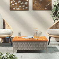 Thumbnail for Gartentisch Grau 70x70x25 cm Rattan und Akazienholz
