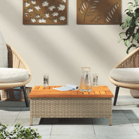 Thumbnail for Gartentisch Beige 70x70x25 cm Rattan und Akazienholz