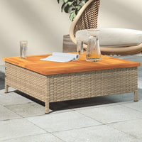 Thumbnail for Gartentisch Beige 70x70x25 cm Rattan und Akazienholz