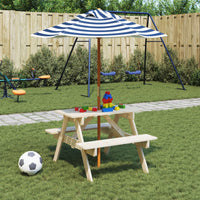 Thumbnail for Picknicktisch für 4 Kinder mit Sonnenschirm Massivholz Tanne