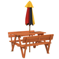 Thumbnail for Picknicktisch für 4 Kinder mit Sonnenschirm Massivholz Tanne