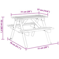 Thumbnail for Picknicktisch für 4 Kinder mit Schirmloch Massivholz Tanne