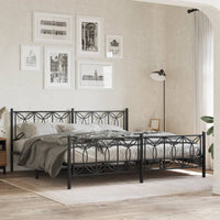 Thumbnail for Bettgestell mit Kopf- und Fußteil Metall Schwarz 200x200 cm