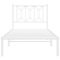 Thumbnail for Metallbett ohne Matratze mit Kopfteil Weiß 75x190 cm