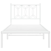 Thumbnail for Bettgestell mit Kopfteil Metall Weiß 90x200 cm