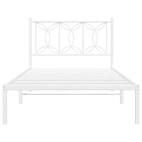Thumbnail for Bettgestell mit Kopfteil Metall Weiß 107x203 cm