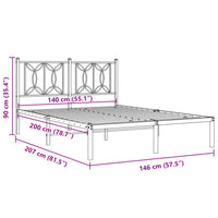 Thumbnail for Bettgestell mit Kopfteil Metall Weiß 140x200 cm