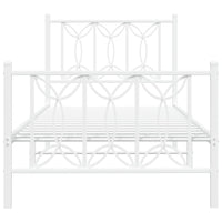 Thumbnail for Bettgestell mit Kopf- und Fußteil Metall Weiß 75x190 cm