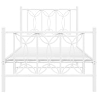 Thumbnail for Bettgestell mit Kopf- und Fußteil Metall Weiß 90x190 cm