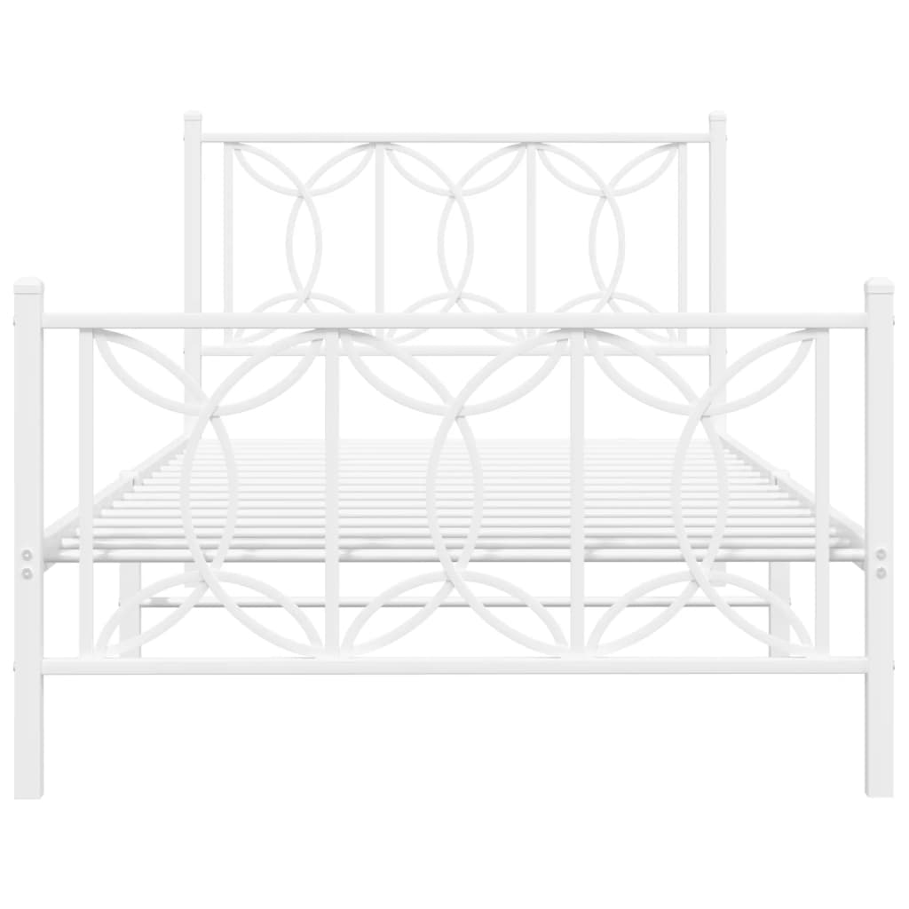 Bettgestell mit Kopf- und Fußteil Metall Weiß 100x190 cm