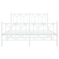 Thumbnail for Bettgestell mit Kopf- und Fußteil Metall Weiß 135x190 cm