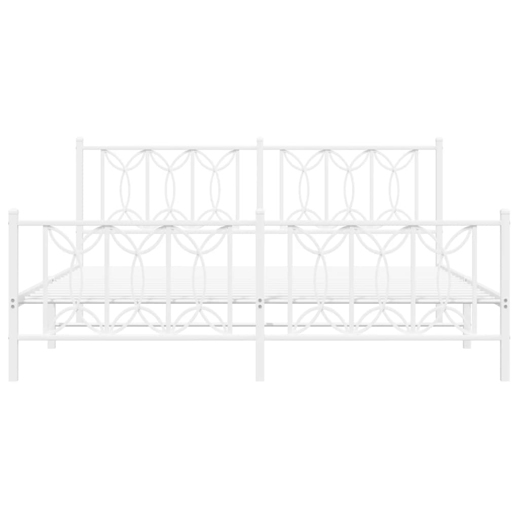 Bettgestell mit Kopf- und Fußteil Metall Weiß 183x213 cm