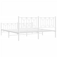 Thumbnail for Bettgestell mit Kopf- und Fußteil Metall Weiß 183x213 cm
