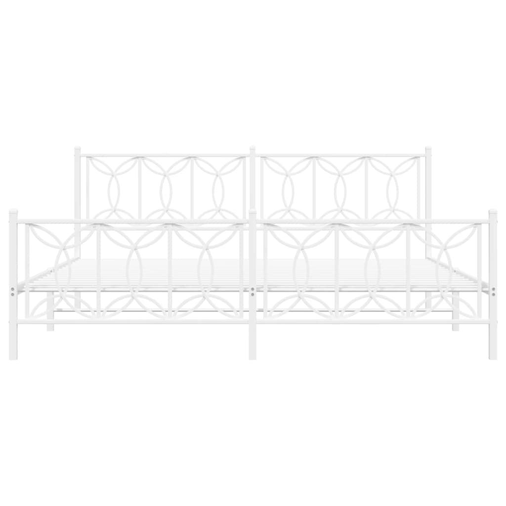 Bettgestell mit Kopf- und Fußteil Metall Weiß 193x203 cm