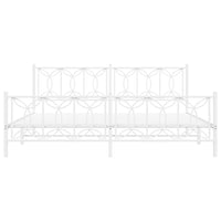 Thumbnail for Bettgestell mit Kopf- und Fußteil Metall Weiß 193x203 cm