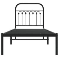 Thumbnail for Bettgestell mit Kopfteil Metall Schwarz 75x190 cm