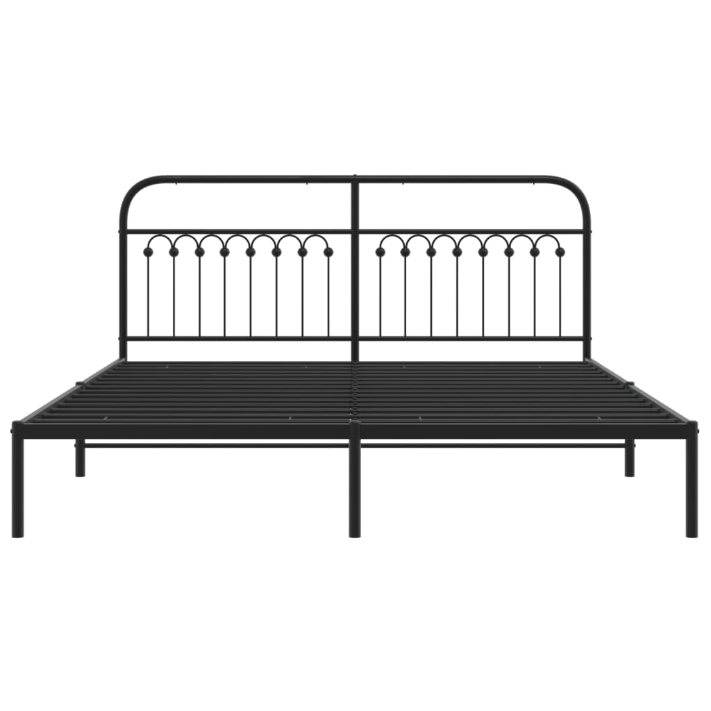 Bettgestell mit Kopfteil Metall Schwarz 183x213 cm