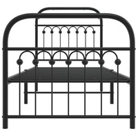 Thumbnail for Bettgestell mit Kopf- und Fußteil Metall Schwarz 80x200 cm