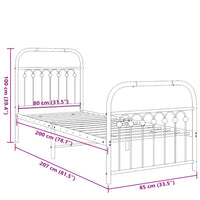 Thumbnail for Bettgestell mit Kopf- und Fußteil Metall Schwarz 80x200 cm