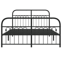 Thumbnail for Bettgestell mit Kopf- und Fußteil Metall Schwarz 137x190 cm