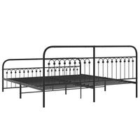 Thumbnail for Bettgestell mit Kopf- und Fußteil Metall Schwarz 193x203 cm