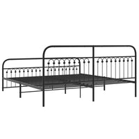 Thumbnail for Bettgestell mit Kopf- und Fußteil Metall Schwarz 200x200 cm