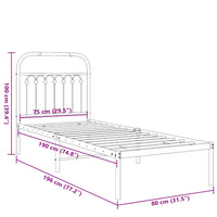 Thumbnail for Metallbett ohne Matratze mit Kopfteil Weiß 75x190 cm