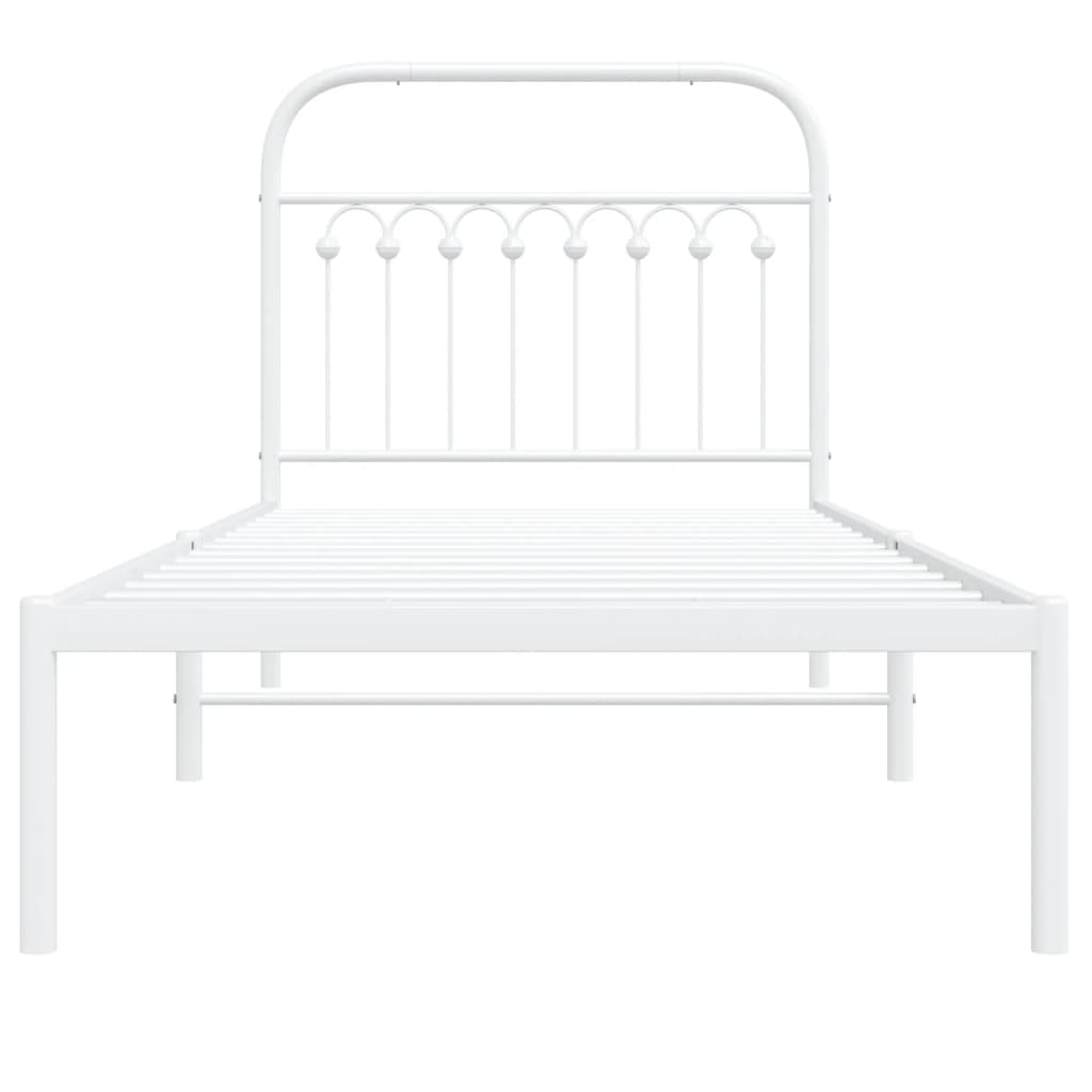 Bettgestell mit Kopfteil Metall Weiß 90x190 cm