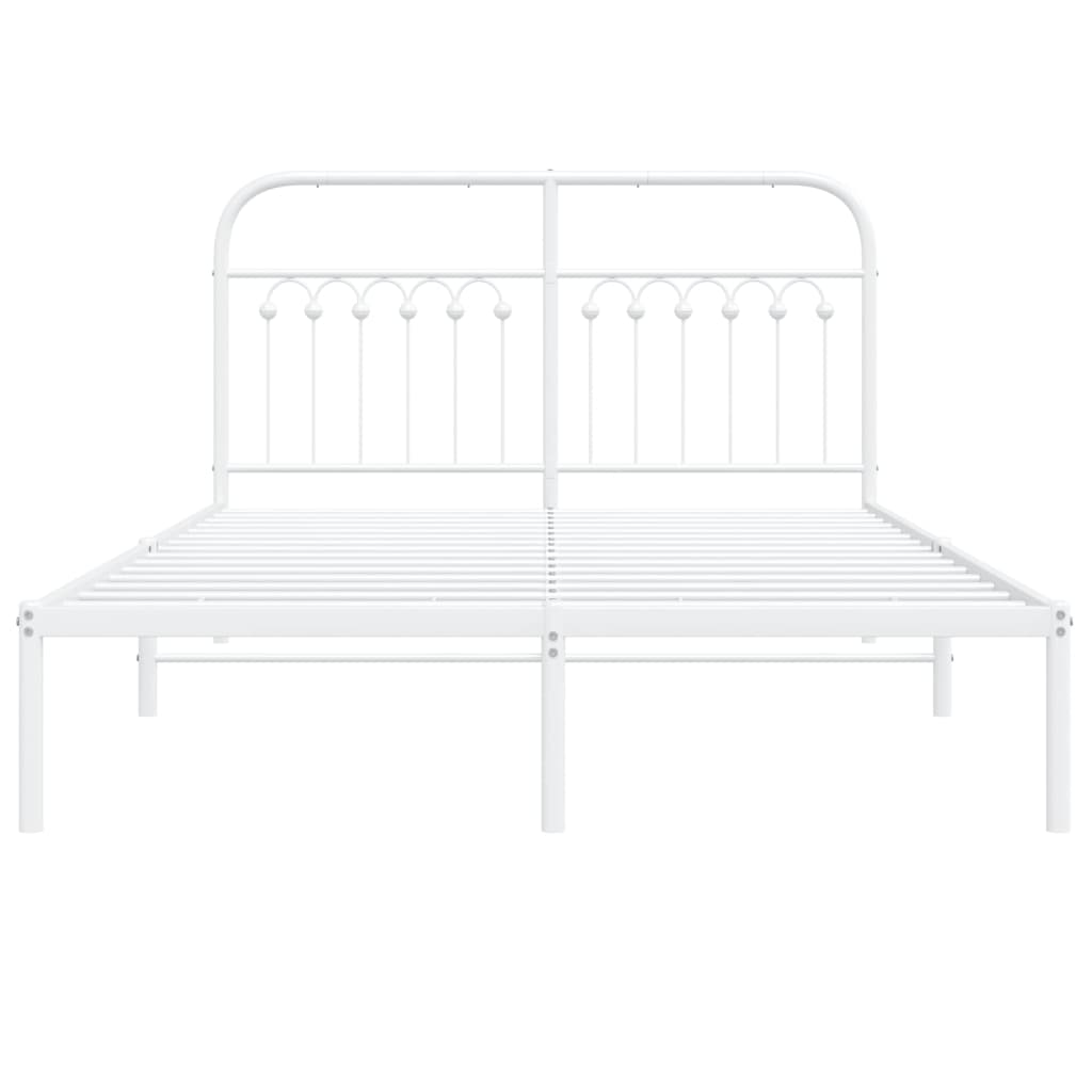 Bettgestell mit Kopfteil Metall Weiß 135x190 cm