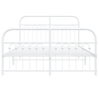 Thumbnail for Bettgestell mit Kopf- und Fußteil Metall Weiß 137x190 cm