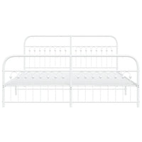 Thumbnail for Bettgestell mit Kopf- und Fußteil Metall Weiß 183x203 cm