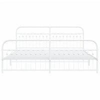 Thumbnail for Bettgestell mit Kopf- und Fußteil Metall Weiß 193x203 cm