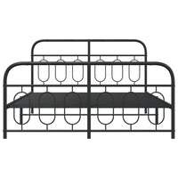 Thumbnail for Bettgestell mit Kopf- und Fußteil Metall Schwarz 135x190 cm