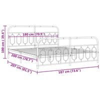 Thumbnail for Metallbett ohne Matratze mit Fußteil Schwarz 180x200 cm