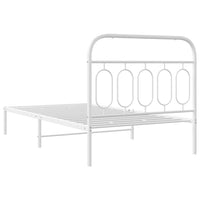 Thumbnail for Bettgestell mit Kopfteil Metall Weiß 107x203 cm