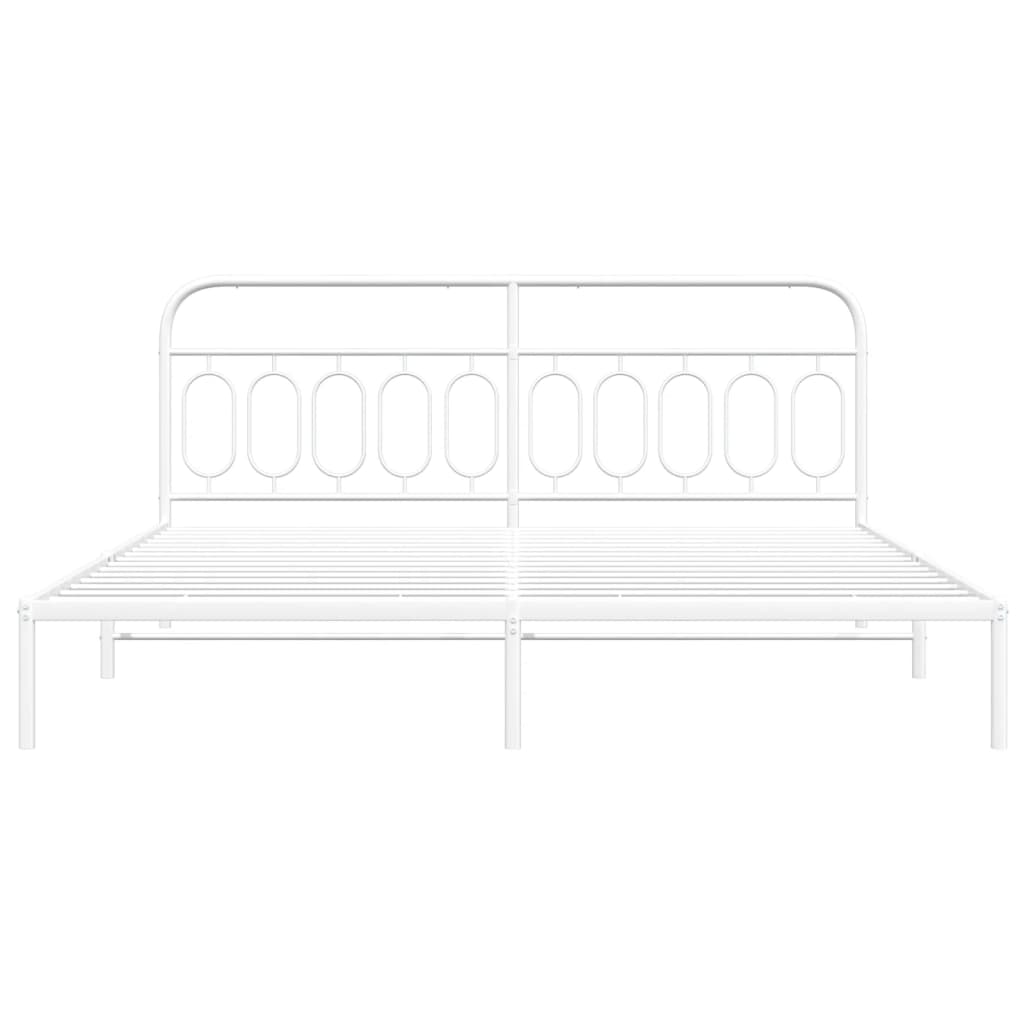 Bettgestell mit Kopfteil Metall Weiß 200x200 cm