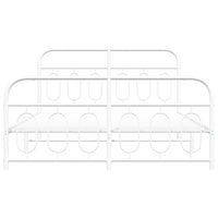 Thumbnail for Bettgestell mit Kopf- und Fußteil Metall Weiß 135x190 cm