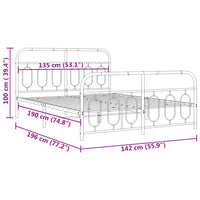 Thumbnail for Bettgestell mit Kopf- und Fußteil Metall Weiß 135x190 cm