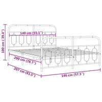 Thumbnail for Bettgestell mit Kopf- und Fußteil Metall Weiß 140x200 cm