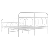 Thumbnail for Bettgestell mit Kopf- und Fußteil Metall Weiß 150x200 cm